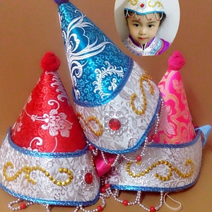 儿童蒙古族头饰演出服跳舞蹈帽子女儿童少儿女童女孩民族舞头饰