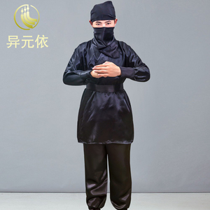 汉服黑衣人古装男年会演出服戏服 剑客武士侠士忍者服装出租租赁