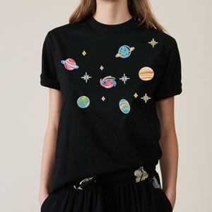 原创星球星空宇宙贴布短袖夏天t恤女装 solar planet eel wears