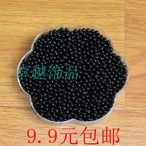 diy饰品配件手工串珠不掉皮黑色仿珍珠6-20mm 散珠子手缝手链材料