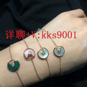 卡地亚 护身符项链纯18k金玫瑰金镶钻孔雀石女款项链手链