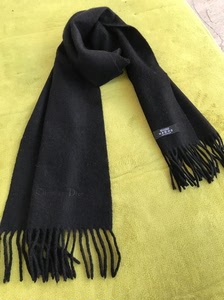 dior 迪奥中古正品 纯羊绒围巾 纯黑色