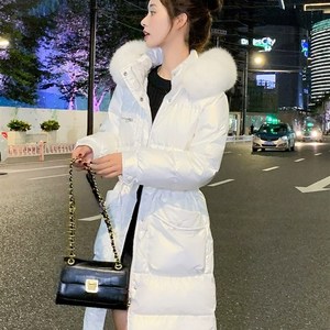 今年流行款免洗羽绒服女2023年冬季小个子真毛领中长版白鸭绒外套