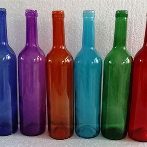 包邮彩色装饰红酒瓶玻璃瓶红色蓝色紫吧绿色酒萄T酒瓶葡色装饰灯