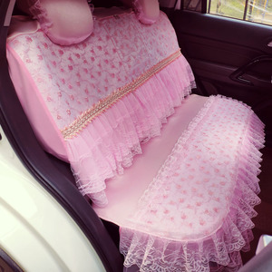 蕾丝汽车座套全包布艺四季车垫套蕾丝坐椅套粉色紫色冬季汽车坐套