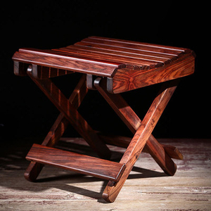 老挝大红酸枝马扎椅独板小凳子实木小椅子可折叠坚固耐用