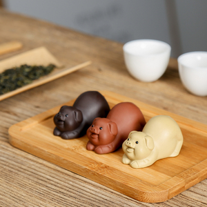 紫砂迷你小猪茶宠摆件精品可养创意陶瓷茶玩茶庞茶具配件茶桌装饰