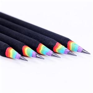 创意彩虹铅笔毒B包邮小学生素描绘画性H环保铅笔纸质个无黑白.