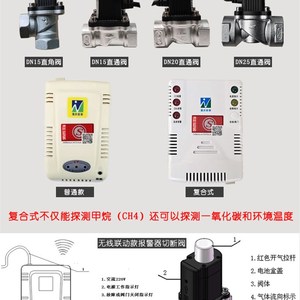 能泰家用燃气报警器三联动煤气天然气报警器电磁切断阀和排风扇