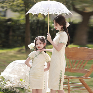 中国风女童改良旗袍夏季亲子母女装洋装薄款洋派小女孩中式唐装