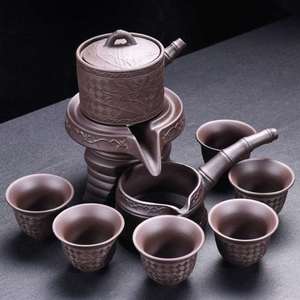 紫砂陶瓷高档泡茶壶懒人茶磨自转旋动功夫茶具套组家用整套冲石器
