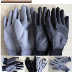 12双包邮星宇pu518手套黑b尼龙pu防静电涂掌涂指劳保手套