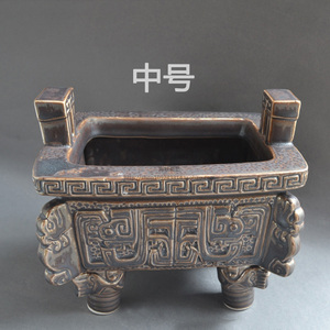 新品白瓷长方形鼎香炉四足v方鼎四脚香鼎炉家用陶瓷供佛供奉方香