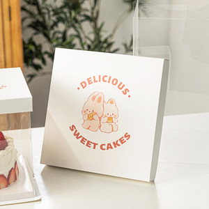 生日蛋糕盒子包装盒透明卡通可爱儿童四4六6八8寸双层加高网红