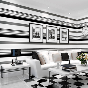 黑白竖条纹背景墙纸现代简约客厅卧室餐厅装修家用家装灰色系壁纸