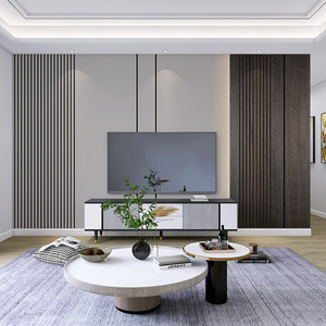 轻奢风沙发电视背景墙壁s纸客厅木格栅线条壁布卧室床头竖条纹墙