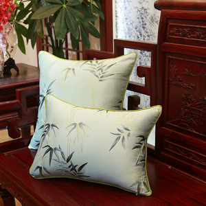 新中式绣花竹子红木沙发大抱枕含芯床头靠垫N套办公室靠枕靠背腰