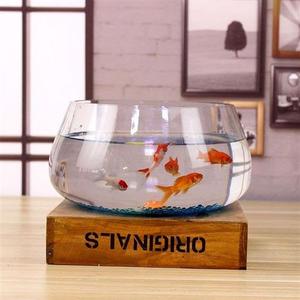 鱼缸玻璃圆形办公桌绿龟用培家水小鱼创意透明小型迷你桌面乌萝缸
