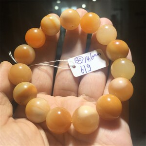 缅黄 缅甸黄玉 文玩 原石打磨 无优化 似老蜡手链 手串一物一图