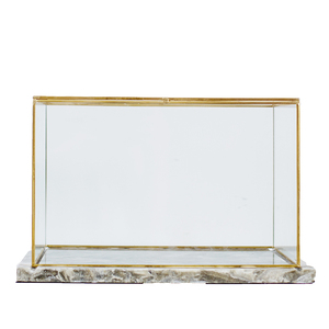 工艺品长方形透明玻璃罩s摆件铜边展示柜防尘罩 欧式样板房软装饰