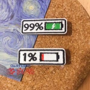 ou 原创 电池 个性电量1�%儿童发饰发夹刘海贴碎发贴 电量焦虑