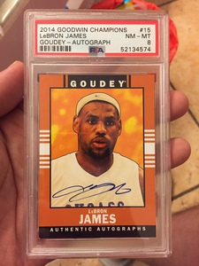 nba球星卡 勒布朗 詹姆斯 ud签字卡签 psa认证评级8分 ssp 2014年