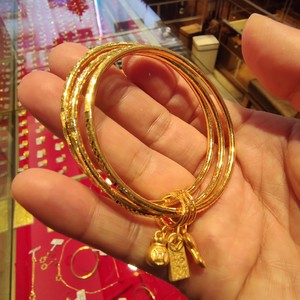 足金9999三生三世手镯 纯黄金手镯 三圈 55圈口30.19克