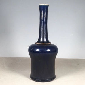 古董瓷器古玩收藏清康熙年制霁蓝釉摇铃樽瓶花瓶摆件全品老物件