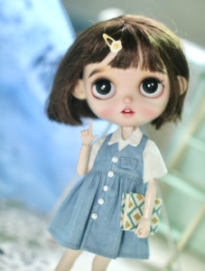 blythe小布娃娃衣服ob24可儿牛仔背心裙衬衫学院风两件套