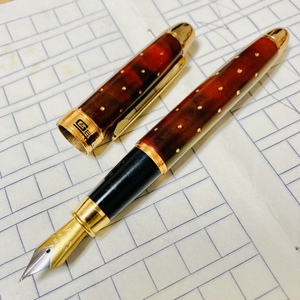 丹东金龙满天星钢笔哑光红出口俄罗斯定制款