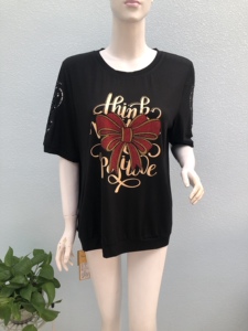 夏季新款亨格舒大码女装时尚休闲精梳棉通勤圆领镂空上衣25085