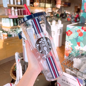 韩国星巴克杯子2021联名fila斐乐大容量吸管杯喝水杯子710ml