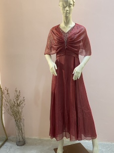 李红国际2021夏装连衣裙w37528浪漫长裙v领礼服裙婚庆裙标价1680