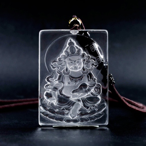 天然白水晶藏财神化太岁吊坠密宗黑财神爷男项链招财女士虎年挂件