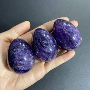 天然紫水晶小鸡蛋梦幻紫水晶打磨小鸡蛋摆件手把件冥想疗愈水晶石