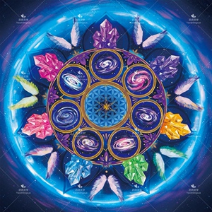 萌石物语淘宝「祭坛布原图版」原创灵性能量桌布生命之花梅塔特隆