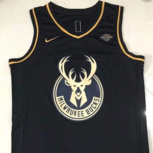 刺绣雄鹿队34号字母哥黑金球衣男女情侣休闲背心短裤justdon球裤