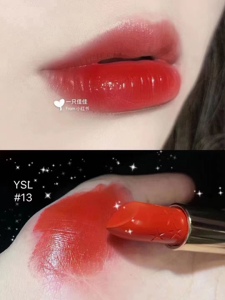 ysl圣罗兰限量版星星口红 波点方管唇膏13号橘红 元气