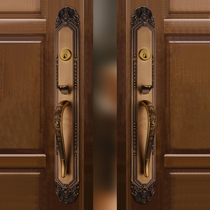 利欣仿古家用双开门大门锁通用型别墅对开门子母入户门欧式木门锁