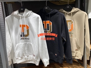 dickies专柜 2021秋季男士字母刺绣加绒连帽卫衣dk009469