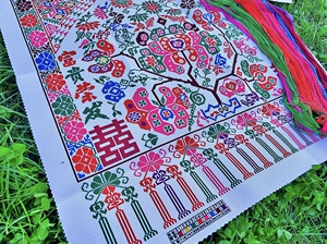 2021新款婴儿背带搭十字绣背带花心半成品自己绣带针线遇水不褪色