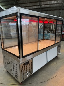 定做超市烧腊熟食展示柜北京烤鸭保鲜柜花车摆摊移动推车展示柜