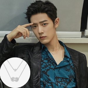 2021爱奇艺为爱尖叫肖战同款双层8字项链925纯银锁骨链短款防过敏