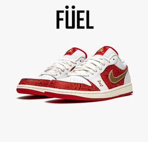 air jordan 1 low aj1 白红金色扑克牌低帮男女篮球鞋 dj5185-100