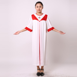 教会诗班圣服夏季短袖圣诗服唱诗班服耶稣基督教衣服半袖圣袍圣衣