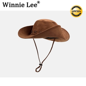 Winnie Lee复古西部牛仔帽子女夏季大檐防晒帽沙滩海边骑士遮阳帽