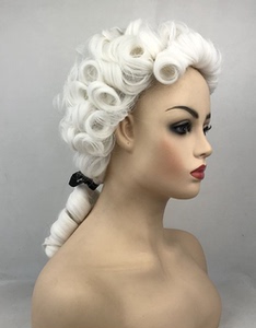 香港英式法官头律师头纯白色假发满头卷钢琴表演头套2689型60色白
