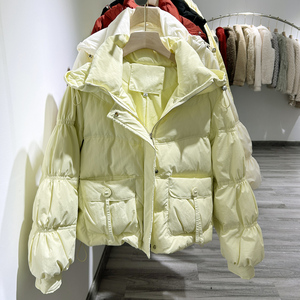 韩版羽绒服女冬装2023新款洋气百搭加厚短款面包小个子白鸭绒外套