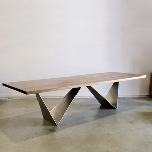 对称式双v型实以碳素钢大班台商业空间大板桌脚桌腿支架 需定制