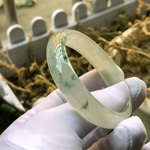 正品缅甸翡翠冰糯种飘花女款玉石手镯玉手饰品特价处理翡翠玉镯子